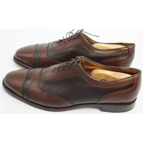 Allen Edmonds Winhall Two Tone Brown Leather Cap Toe Oxford Dress Shoes 10.5