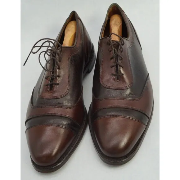 Allen Edmonds Winhall Two Tone Brown Leather Cap Toe Oxford Dress Shoes 10.5
