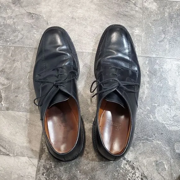 Allen Edmonds Hillcrest Black Leather Bicycle Toe Derby Oxford Dress Shoe 11.5