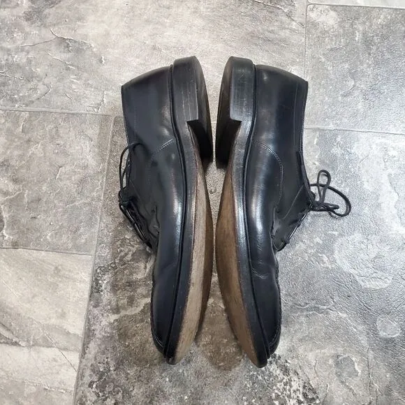 Allen Edmonds Hillcrest Black Leather Bicycle Toe Derby Oxford Dress Shoe 11.5