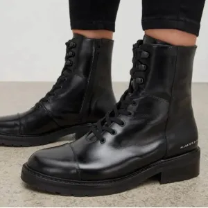 AllSaints Dusty Black Leather Combat Moto Boots size 8