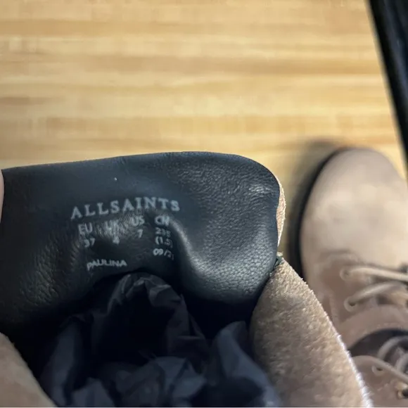 Allsaints Paulina Tan Suede Lace Up Boots NEW US 7