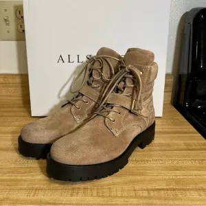 Allsaints Paulina Tan Suede Lace Up Boots NEW US 7