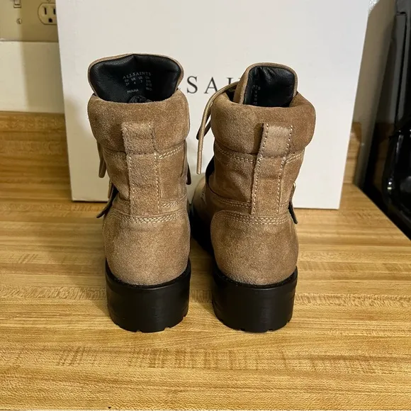 Allsaints Paulina Tan Suede Lace Up Boots NEW US 7