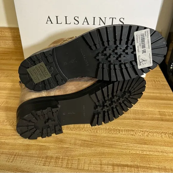 Allsaints Paulina Tan Suede Lace Up Boots NEW US 7
