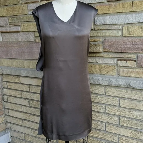 ALLSAINTS Tawny Satin Asymmetric Draped Dress