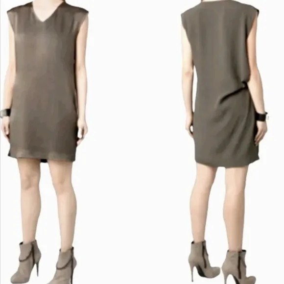 ALLSAINTS Tawny Satin Asymmetric Draped Dress