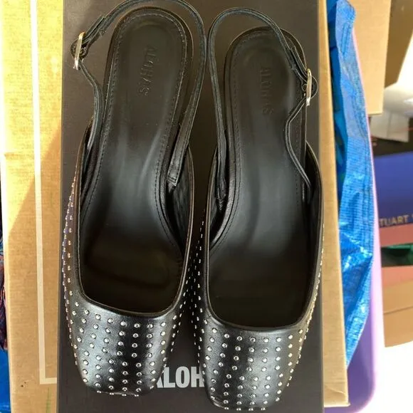 Alohas Lindy Studs pumps shoes sling back black silver   Heels Revolve 38 7-7.5
