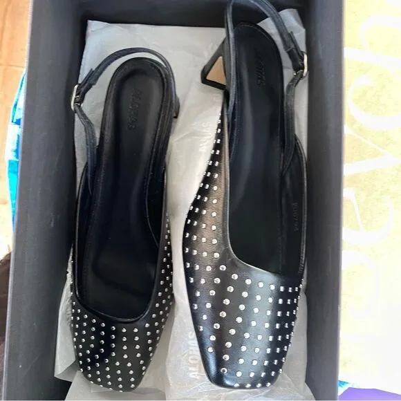 Alohas Lindy Studs pumps shoes sling back black silver   Heels Revolve 38 7-7.5