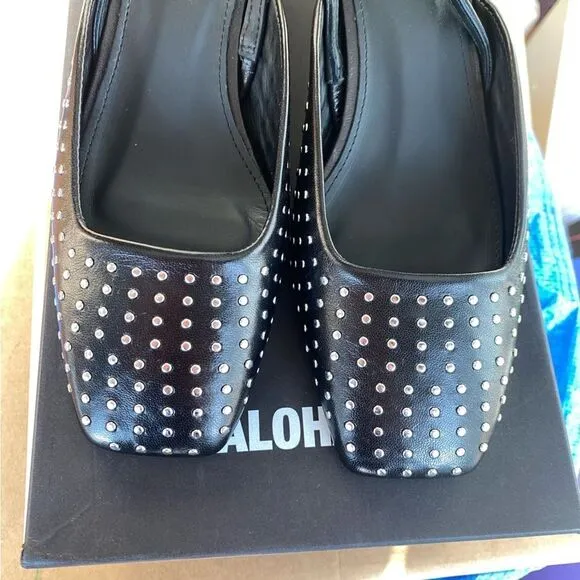 Alohas Lindy Studs pumps shoes sling back black silver   Heels Revolve 38 7-7.5
