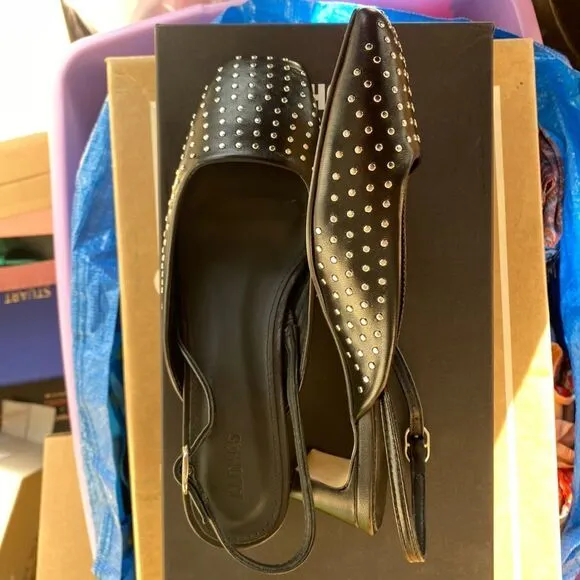 Alohas Lindy Studs pumps shoes sling back black silver   Heels Revolve 38 7-7.5