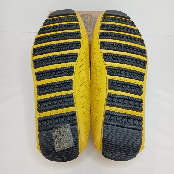Amali Harris Perforated Soft Leather Driving Moccasins Yellow Loafer Sz 10 NWOB