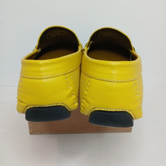 Amali Harris Perforated Soft Leather Driving Moccasins Yellow Loafer Sz 10 NWOB