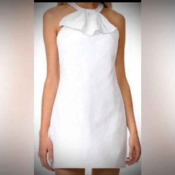 Amanda Uprichard Kitsy cotton mini Halter style  dress in white color size small