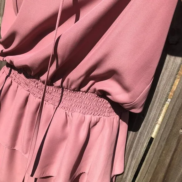 Amanda Uprichard Small Mini Dress Pink Sleeveless Belle Tie Keyhole Smocked