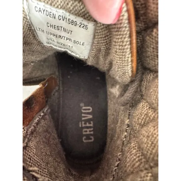 &quot;CREVO&quot; Cayden 225  Leather Boot Size 11 Chestnut Preppy Academia Hiking Work