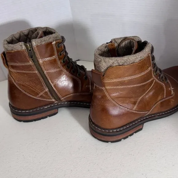 &quot;CREVO&quot; Cayden 225  Leather Boot Size 11 Chestnut Preppy Academia Hiking Work