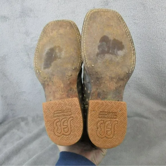 Anderson Bean Shoes Girls Size 3 Brown Leather Western Square Toe Cowboy Boots