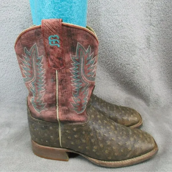 Anderson Bean Shoes Girls Size 3 Brown Leather Western Square Toe Cowboy Boots