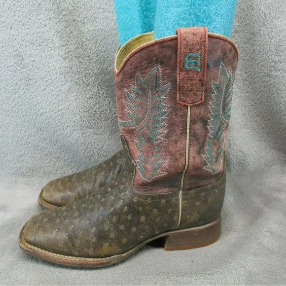 Anderson Bean Shoes Girls Size 3 Brown Leather Western Square Toe Cowboy Boots