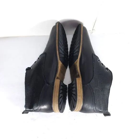 Andrew Marc Men's Nykanel US 11 Black Leather Lace-Up Ankle Chukka Boots