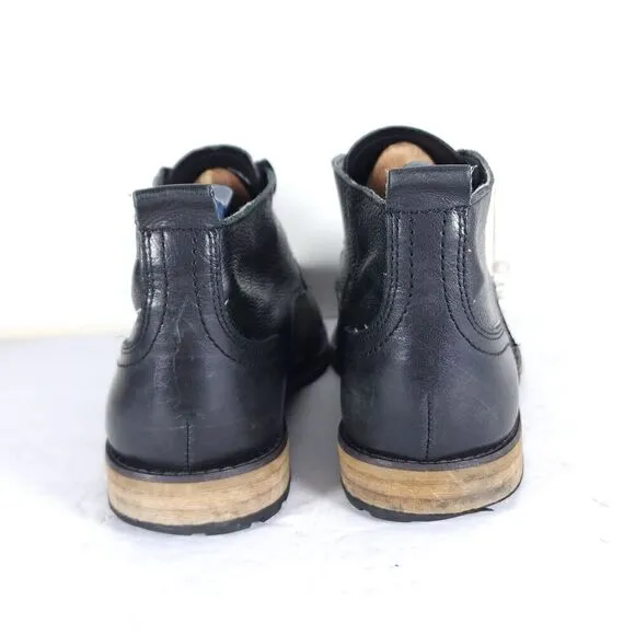 Andrew Marc Men's Nykanel US 11 Black Leather Lace-Up Ankle Chukka Boots