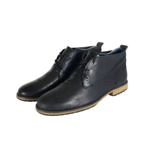 Andrew Marc Men's Nykanel US 11 Black Leather Lace-Up Ankle Chukka Boots