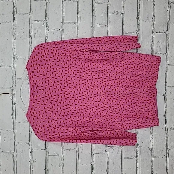 Ann Taylor Polka Dot Crewneck 3/4 Sleeve Sweater in Pink/Red