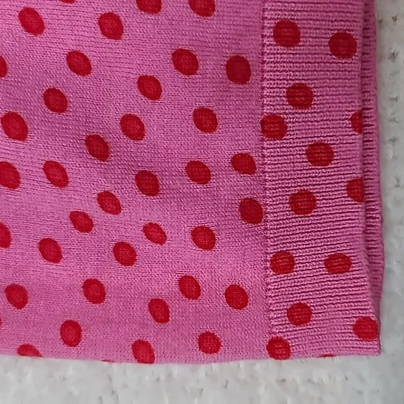 Ann Taylor Polka Dot Crewneck 3/4 Sleeve Sweater in Pink/Red