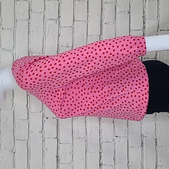 Ann Taylor Polka Dot Crewneck 3/4 Sleeve Sweater in Pink/Red
