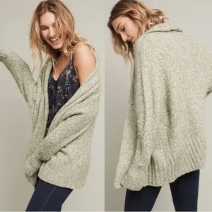 Anthro Angel of the North Alpaca Wool Blend Moss Green Cardi Cardigan Sweater