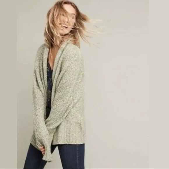 Anthro Angel of the North Alpaca Wool Blend Moss Green Cardi Cardigan Sweater