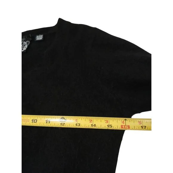Anthropologie ANGORA Cardigan Size S Black Sweater Nick &amp; Mo Fluffy Whimsigoth