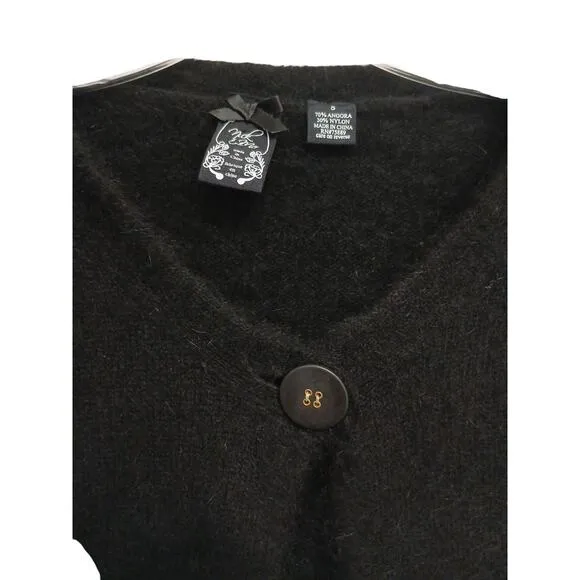 Anthropologie ANGORA Cardigan Size S Black Sweater Nick &amp; Mo Fluffy Whimsigoth