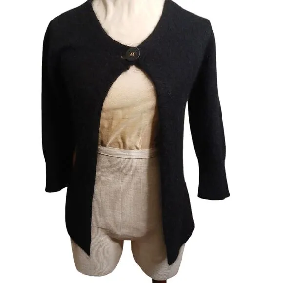 Anthropologie ANGORA Cardigan Size S Black Sweater Nick &amp; Mo Fluffy Whimsigoth