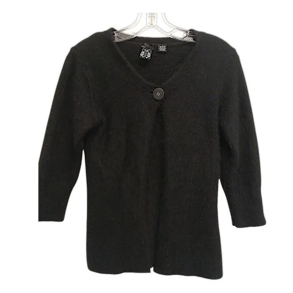 Anthropologie ANGORA Cardigan Size S Black Sweater Nick &amp; Mo Fluffy Whimsigoth