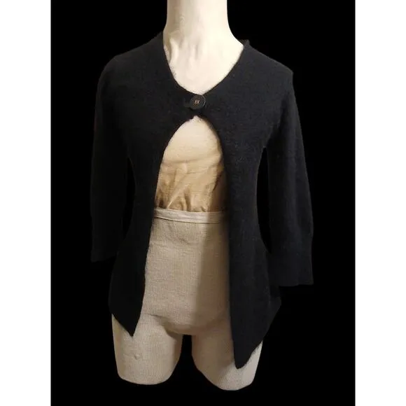Anthropologie ANGORA Cardigan Size S Black Sweater Nick &amp; Mo Fluffy Whimsigoth