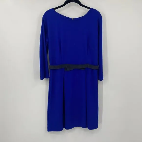 Anthropologie Girls from Savoy Fit &amp; Flare Mini Dress Velvet Belt Blue Grey M