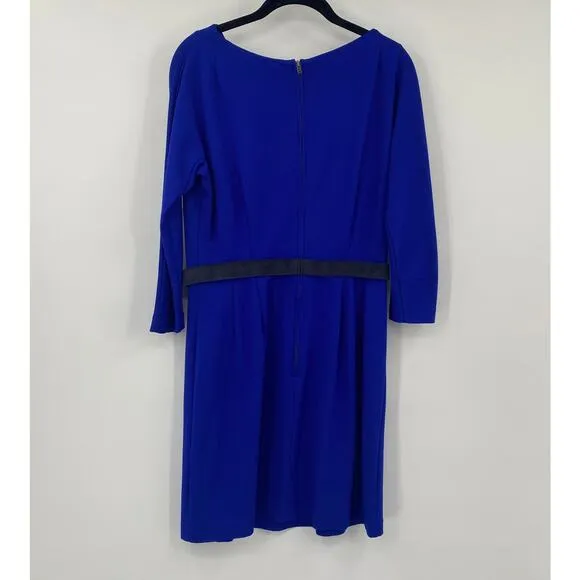Anthropologie Girls from Savoy Fit &amp; Flare Mini Dress Velvet Belt Blue Grey M