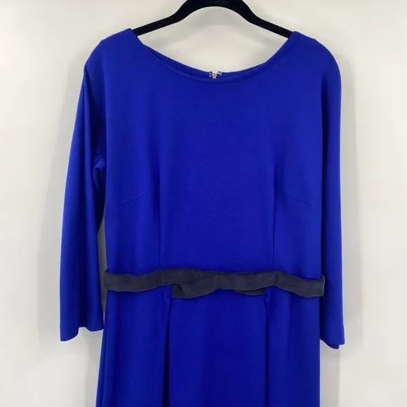 Anthropologie Girls from Savoy Fit &amp; Flare Mini Dress Velvet Belt Blue Grey M