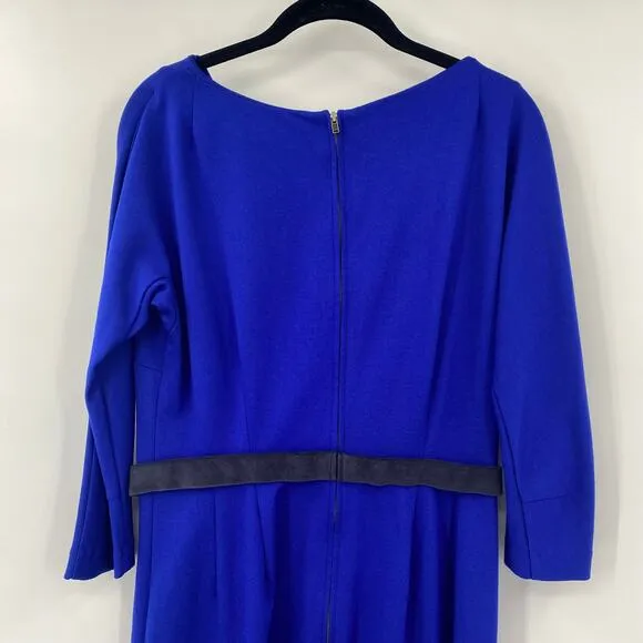 Anthropologie Girls from Savoy Fit &amp; Flare Mini Dress Velvet Belt Blue Grey M