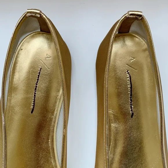 Anthropologie Gold Mesh Ballet Flats