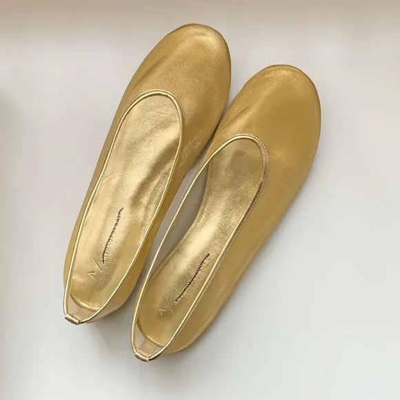 Anthropologie Gold Mesh Ballet Flats