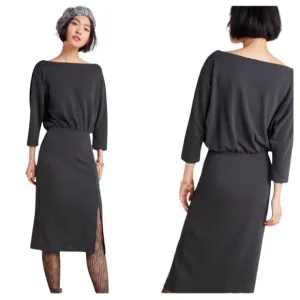 Anthropologie Knit Column Dress, Charcoal Grey NWT Women’s Size Small
