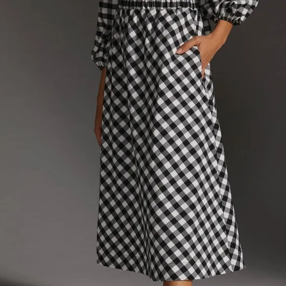 Anthropologie Maeve Gingham Skirt Set, M/L