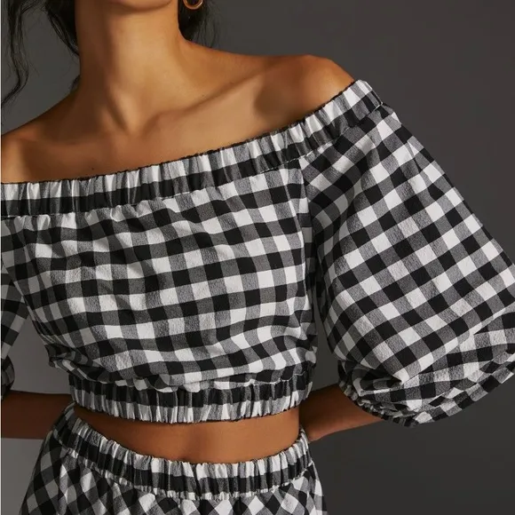 Anthropologie Maeve Gingham Skirt Set, M/L