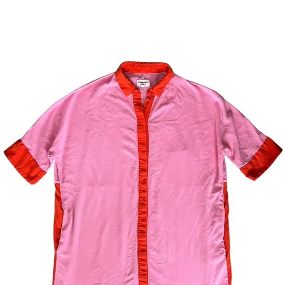 Anthropologie Margo Baridon Women’s Colorblock Oversized Pink Orange Tunic Dress