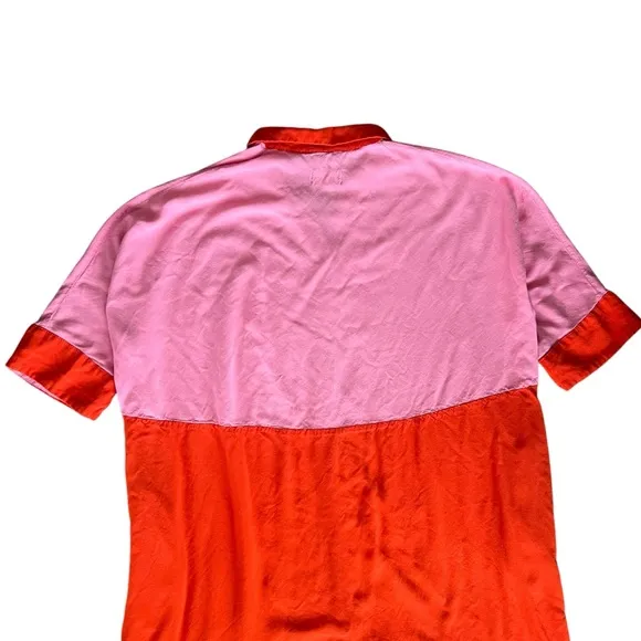 Anthropologie Margo Baridon Women’s Colorblock Oversized Pink Orange Tunic Dress