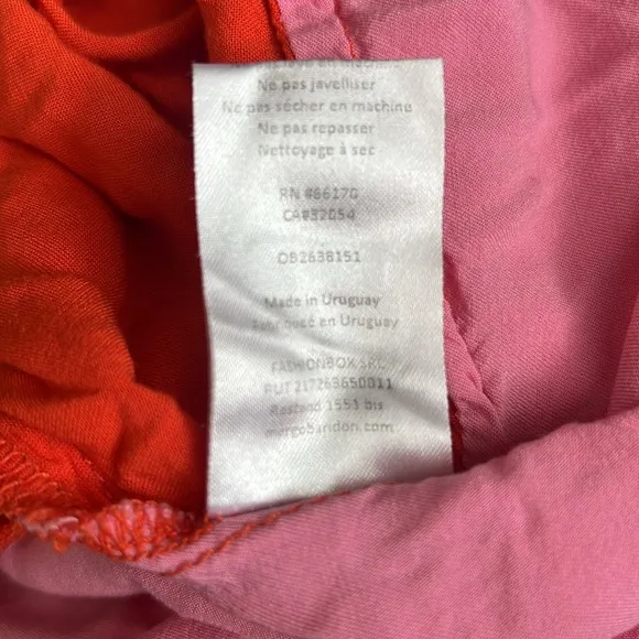 Anthropologie Margo Baridon Women’s Colorblock Oversized Pink Orange Tunic Dress