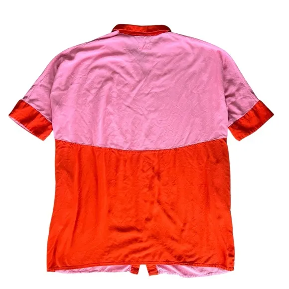 Anthropologie Margo Baridon Women’s Colorblock Oversized Pink Orange Tunic Dress